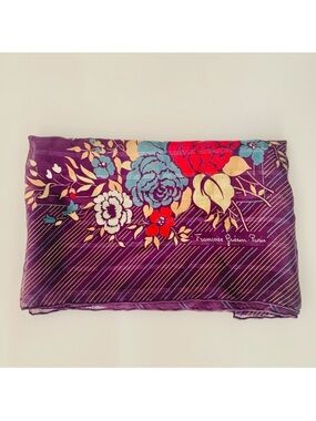 Francoise Guerin Paris Vintage Purple Floral Silk Scarf